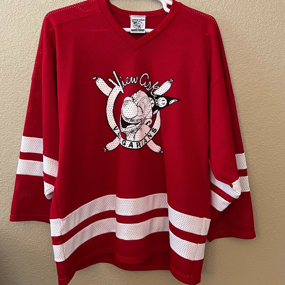 Askew wear vintage Vulgarians Red White Hockey Jersey 2XL